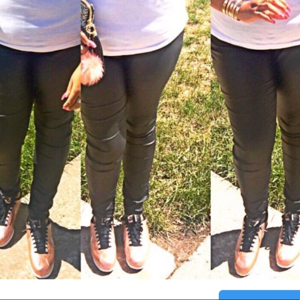 Zip Front Faux Leather Pants - Picture 4 of 4